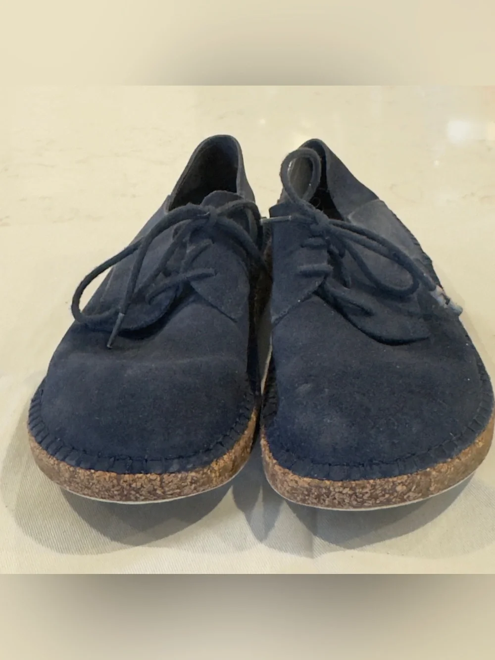 Birkenstock Navy Suede Gary Flat Lace-Up Casual Shoes Size 37E